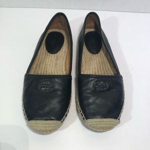 Coach Rhodelle Black Leather Slip on Espadrille 9